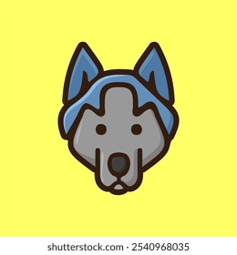 Vector del icono de la cabeza del animal con el contorno amarillo simple del fondo