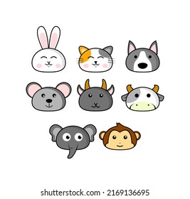 Animal head icons pack. Illustration pack