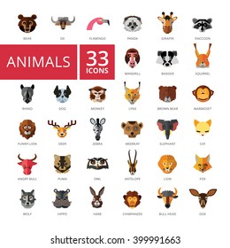 Animal Head Icons Set