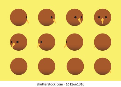 Animal Head Kiwi Animate Spinning Vector Illustration-01