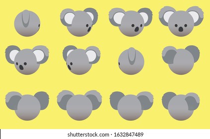 Animal Head Koala Animate Spinning Vector Illustration-01