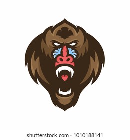 Animal Head - mandrill monkey - vector logo/icon illustration mascot