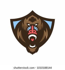 Animal Head - mandrill monkey - vector logo/icon illustration mascot