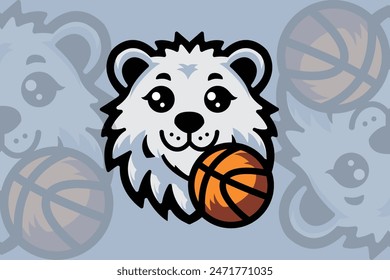 animal head mascot logo, with a basketball, suitable for basketball teams