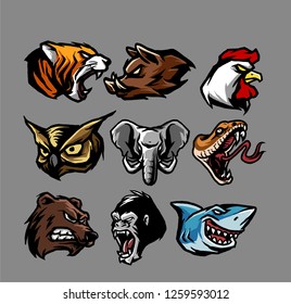 animal head mascot set