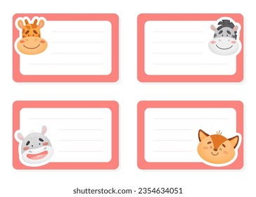 Animal Head Paper Note Card or Reminder Page Vector Template