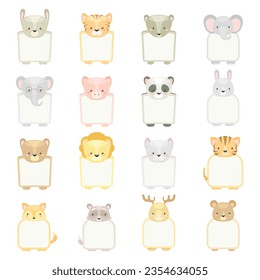 Animal Head Paper Note Card or Reminder Page Vector Template