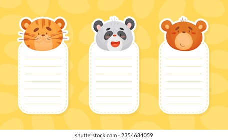 Animal Head Paper Note Card or Reminder Page Vector Template