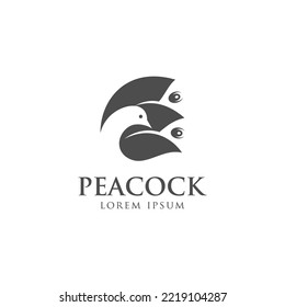 animal head peacock vector logo illustration, nature beauty bird logos