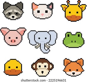 Animal Head Pixel Icon - 8bit Illustration