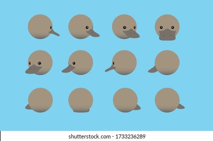 Animal Head Platypus Animate Spinning Vector Illustration