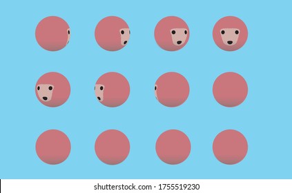 Animal Head Poodle Animate Spinning Vector Illustration