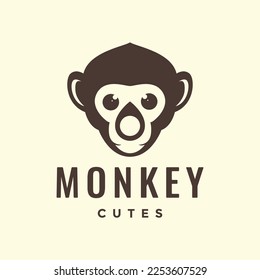 animal head primate apes mascot cute monkey logo design vector icon illustration template