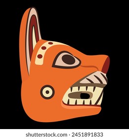 Animal head in profile. Wari culture. Native American design of ancient Peru.