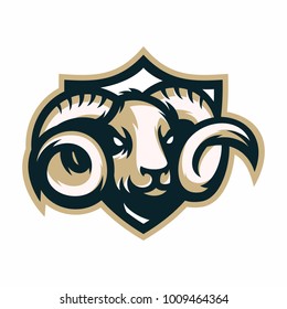 Animal Head - Rams - vector logo/icon illustration mascot