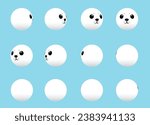 Animal Head Seal Pup Animate Spinning Vector Illustration