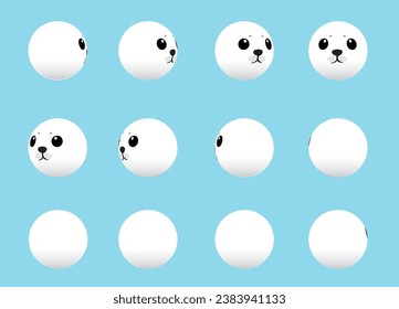 Animal Head Seal Pup Animate Spinning Vector Illustration