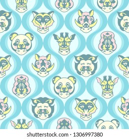 Animal Head Shots with Baby Teal Color Background