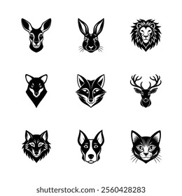 Animal Head Silhouette Vector Design