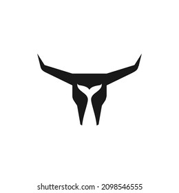 animal head skull horn with fish logo symbol icon vector graphic design illustration idea creative 