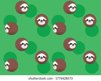 Animal Head Sloth Animate Spinning Vector Illustration Seamless Background-01