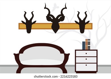 Animal head style wall decoration. Collection of posters with creative designs. vector interior decoration