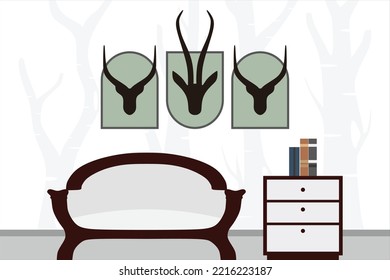 Animal head style wall decoration. Collection of posters with creative designs. vector interior decoration