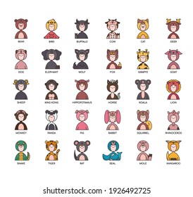 Animal Head , Thin Line and Pixel Perfect Icons