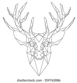 Animal head triangular icon , geometric trendy line design. Vector illustration ready for tattoo or coloring book. Deer head  - triangular.