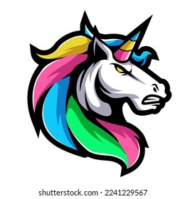Animal Head Unicorn  illustration mascot logo vector svg