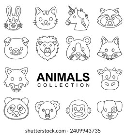 Animal Head Vector Design set