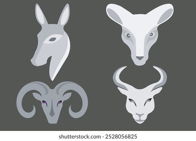 animal head vector icon with illustration