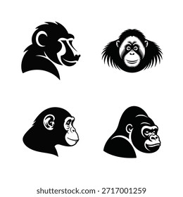 Ilustración de arte de conjunto de Paquete de silueta de Vector de cabeza de animal
