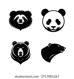 Cabeça animal vetor silhueta conjunto ilustração de arte