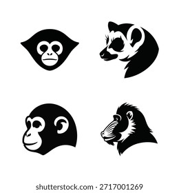 Cabeça animal vetor silhueta conjunto ilustração de arte