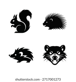 Ilustración de arte de conjunto de Paquete de silueta de Vector de cabeza de animal