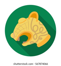 Animal head of viking s ship icon in flat style isolated on white background. Vikings symbol stock vector illustration.