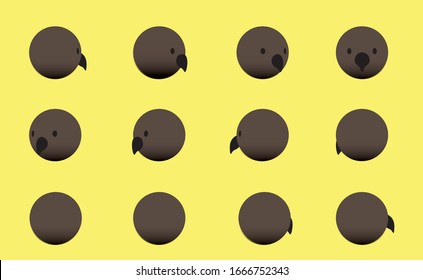 Animal Head Vulture Animate Spinning Vector Illustration-01