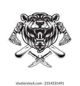 CABEZA ANIMAL CON ARMAS EN ESTILO VECTOR