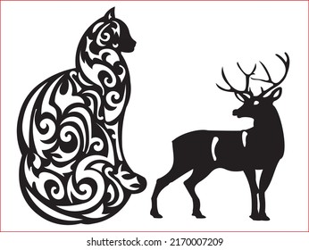 Ilustraciones de cabezas de animales. Ilustración vectorial de hermosos mamíferos.