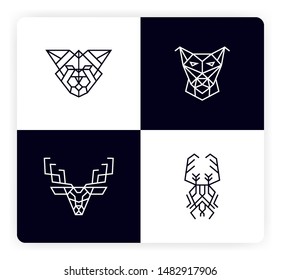 Animal heads symbol/illustration in line art style.