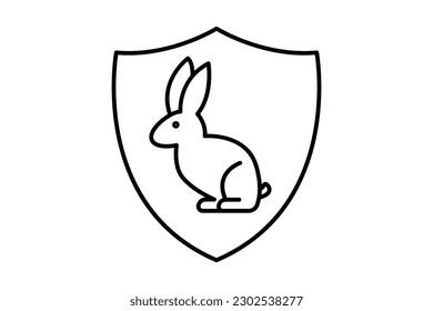 Animal health insurance icon. Line icon style. Pet protection. rabbit icon illustration. Simple vector design editable