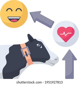 Animal Health Tracker Concept Vector color Icon Design, dairy farm digital transformation symbol on white background, Digital agriculture Sign, satellite farming stock illustration