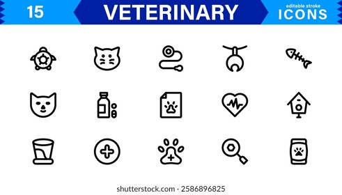 Animal Health and Veterinary Icon Pack. Professional Icons for Vet Clinics, Pet Hospitals, Medical Treatment, and Animal Welfare Designs