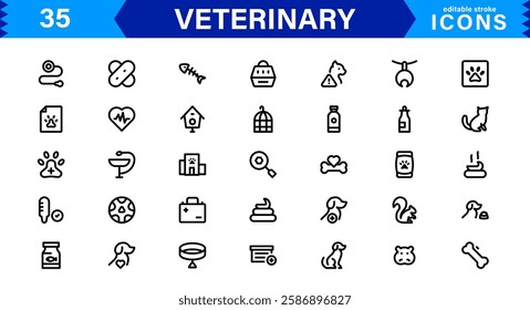 Animal Health and Veterinary Icon Pack. Professional Icons for Vet Clinics, Pet Hospitals, Medical Treatment, and Animal Welfare Designs