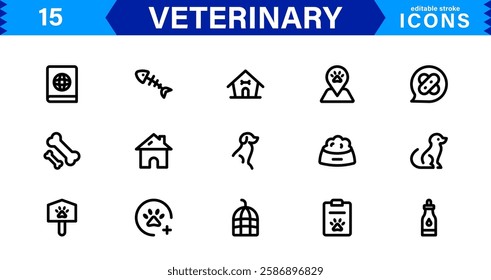 Animal Health and Veterinary Icon Pack. Professional Icons for Vet Clinics, Pet Hospitals, Medical Treatment, and Animal Welfare Designs