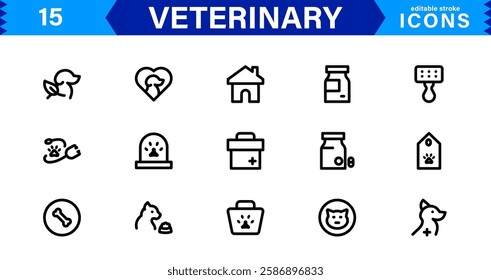 Animal Health and Veterinary Icon Pack. Professional Icons for Vet Clinics, Pet Hospitals, Medical Treatment, and Animal Welfare Designs