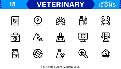 Animal Health and Veterinary Icon Pack. Professional Icons for Vet Clinics, Pet Hospitals, Medical Treatment, and Animal Welfare Designs