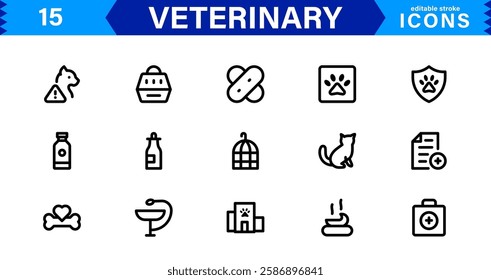 Animal Health and Veterinary Icon Pack. Professional Icons for Vet Clinics, Pet Hospitals, Medical Treatment, and Animal Welfare Designs