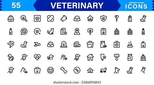 Animal Health and Veterinary Icon Pack. Professional Icons for Vet Clinics, Pet Hospitals, Medical Treatment, and Animal Welfare Designs